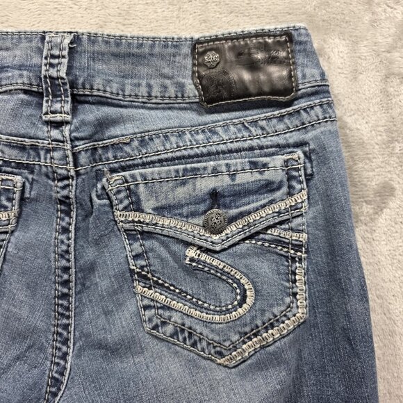Silver Jeans Suki Mid Boot Jeans Womens 28 Blue Fluid Denim Stretch Bootcut - Picture 5 of 11